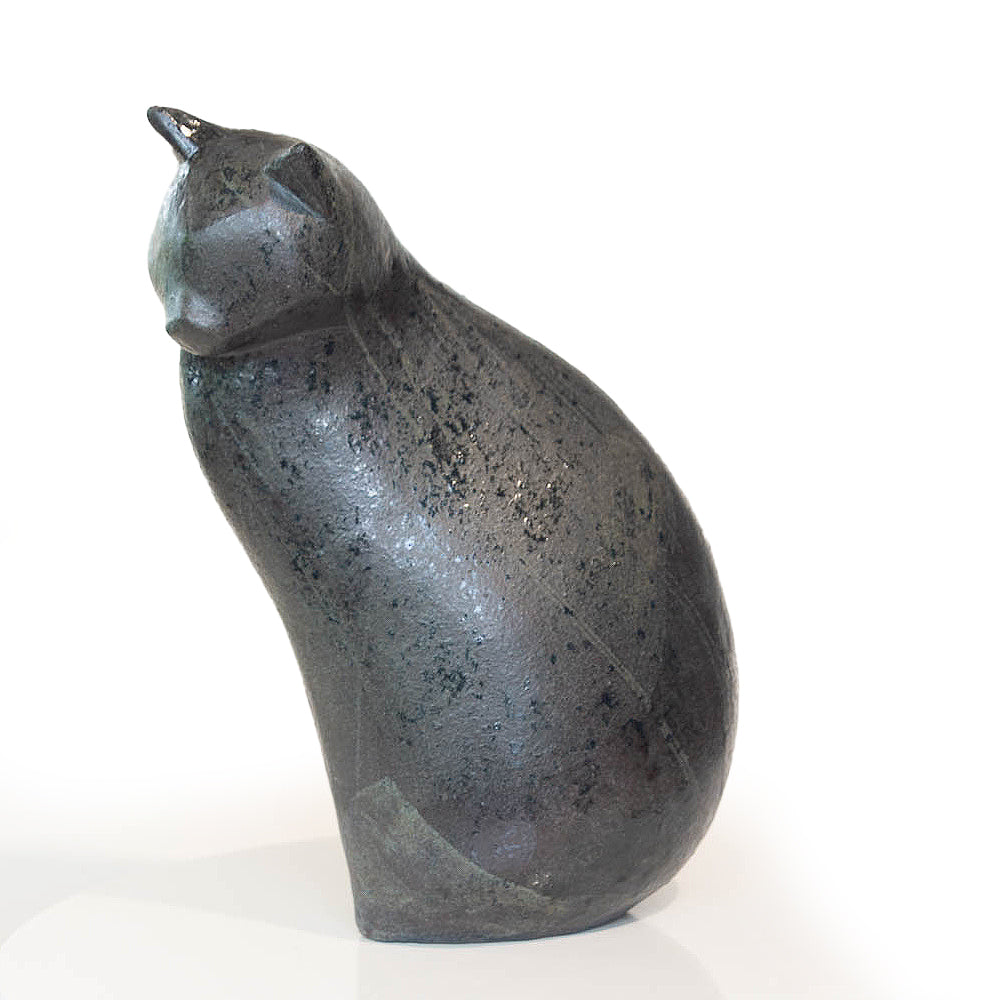 Sitzende Katze - schwarz