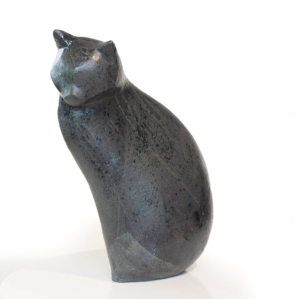 Sitzende Katze - schwarz