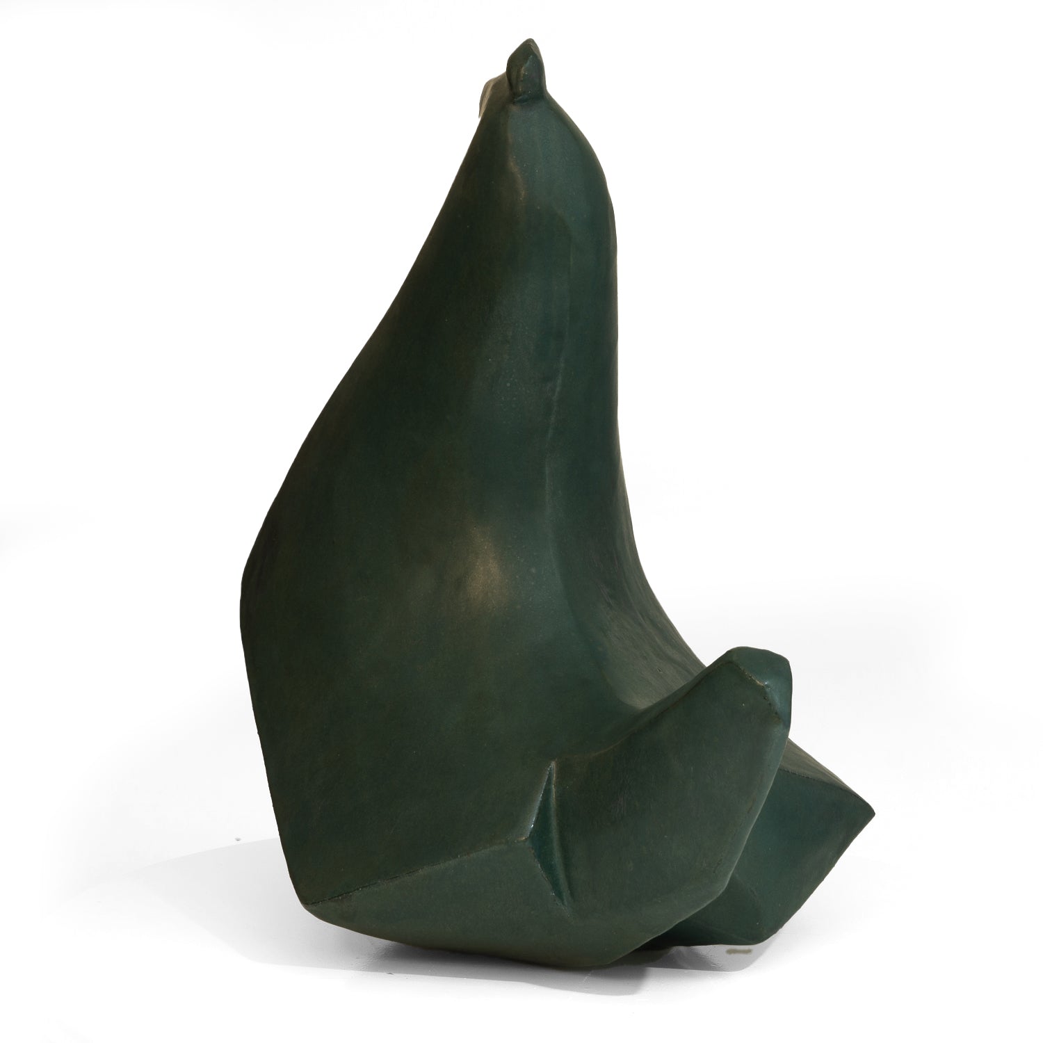 Aufrechte Henne aus Keramik in grün