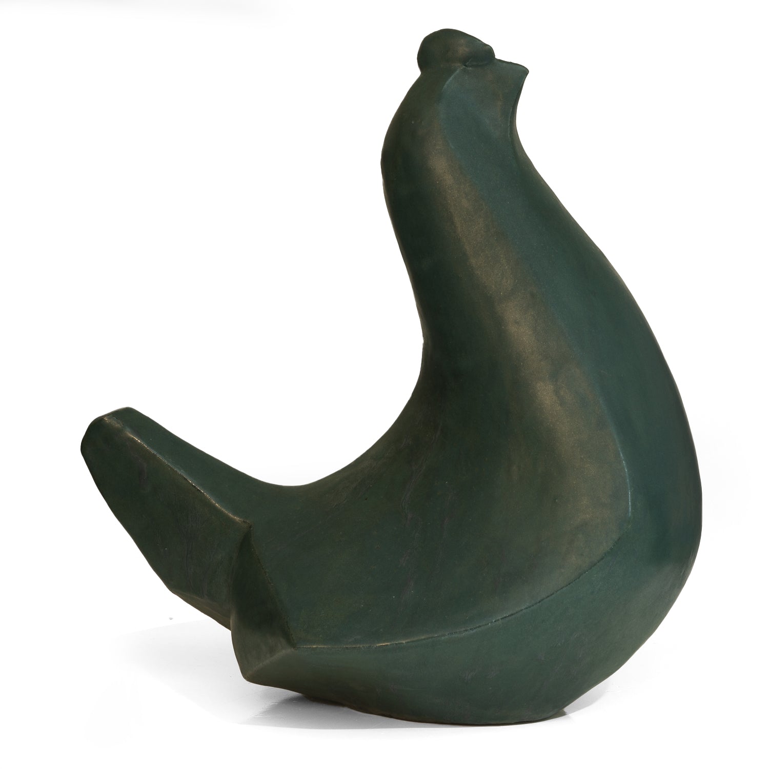 Aufrechte Henne aus Keramik in grün