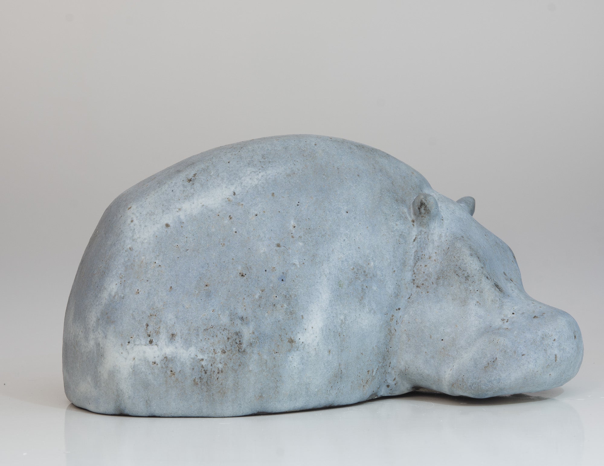 Ruhendes Nilpferd mit gesenktem Kopf - hellblau