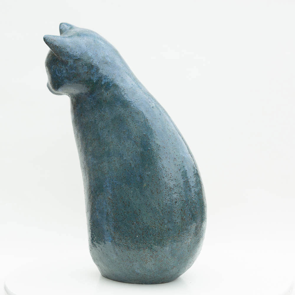 Sitzende Katze - blau matt