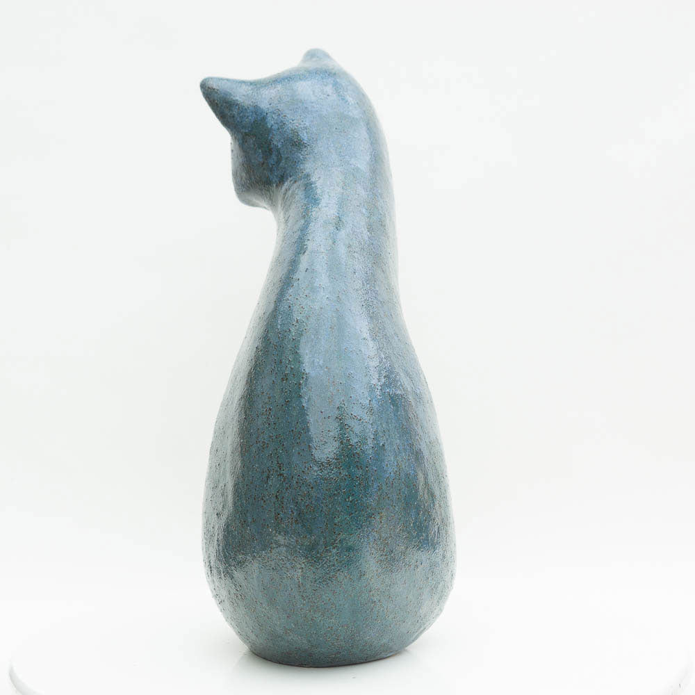 Sitzende Katze - blau matt