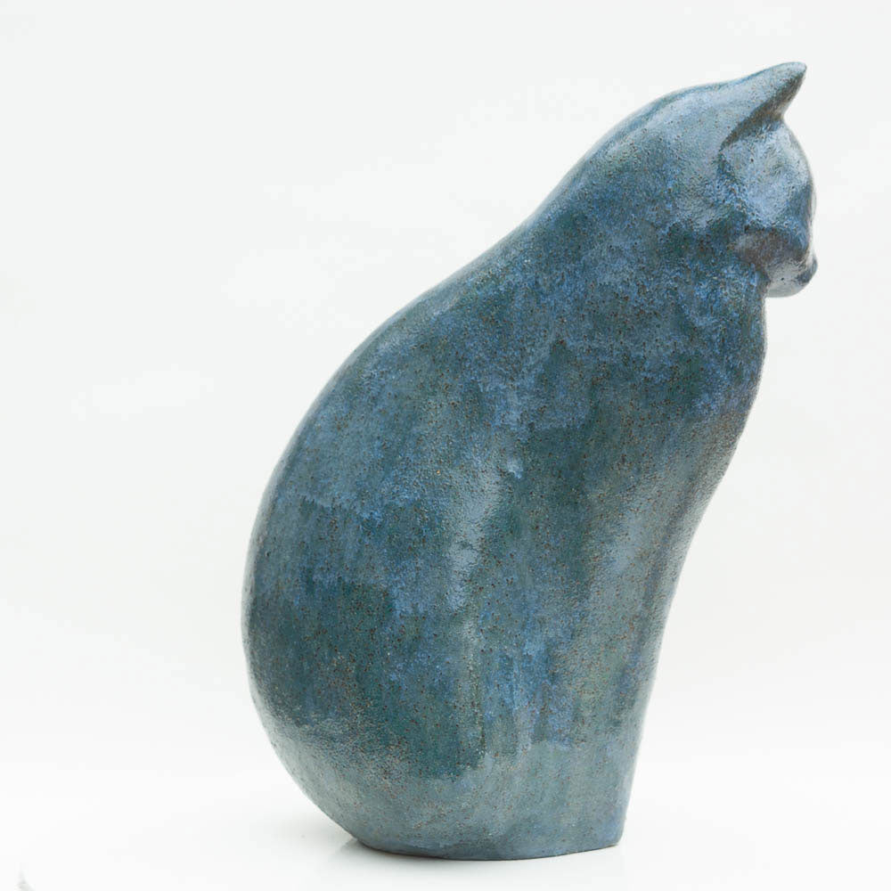 Sitzende Katze - blau matt