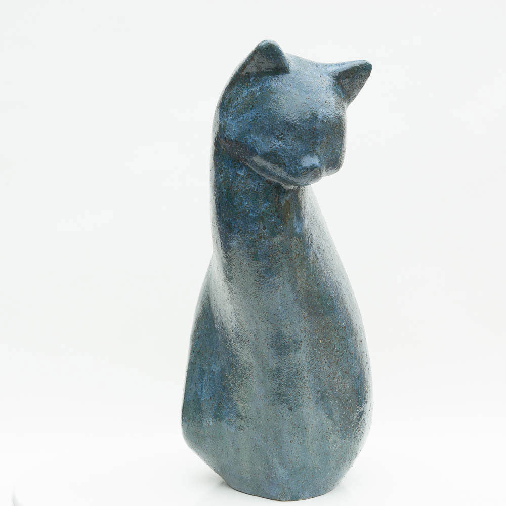 Sitzende Katze - blau matt