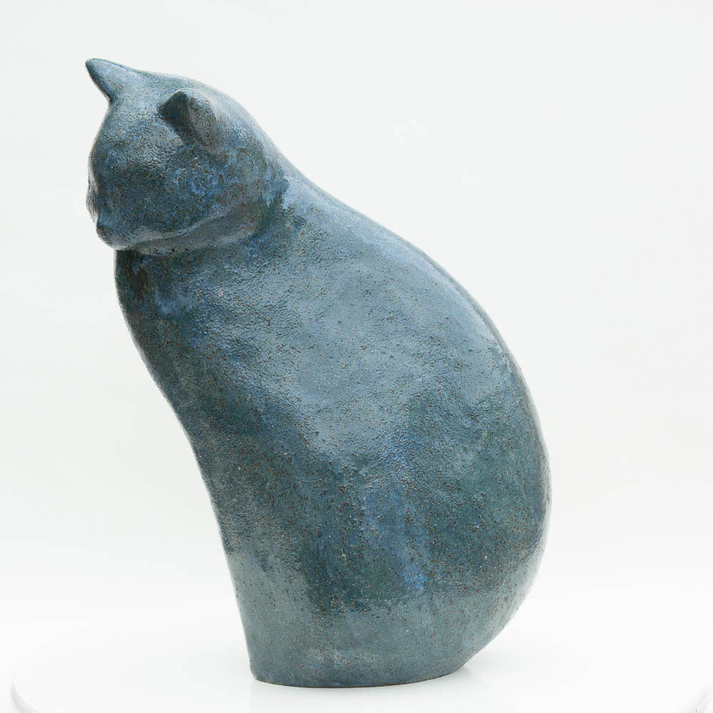 Sitzende Katze - blau matt